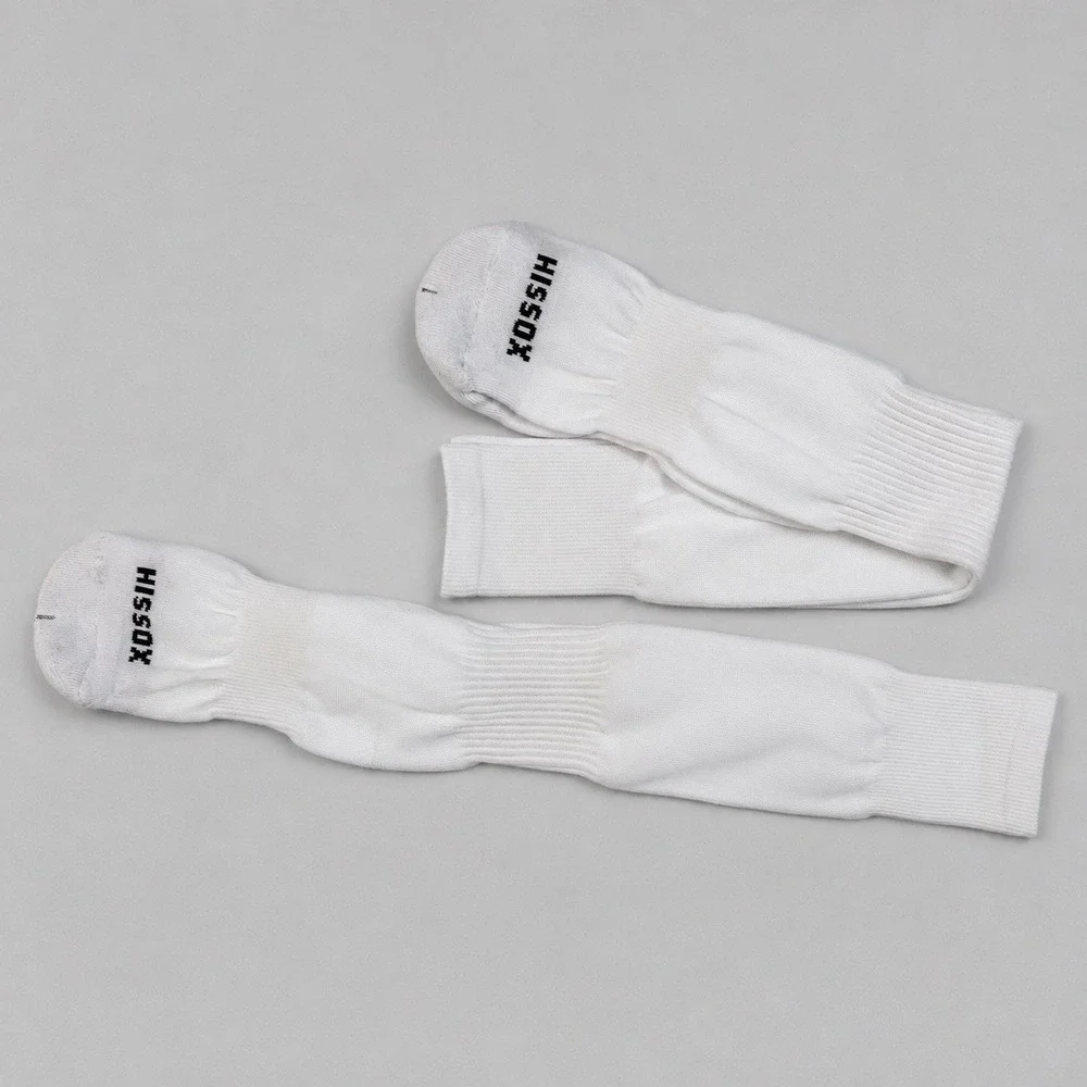 A0008-NEW 2-pk White Compression Soccer Socks Over The Calf Athletic Sports